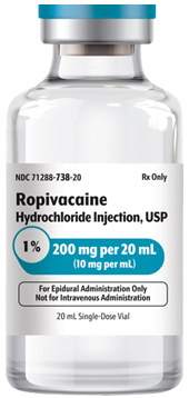 Ropivacaine Hydrochloride Injection, USP 1%, 200 mg per 20 mL